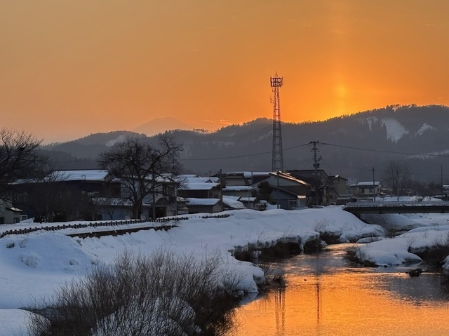 夕暮れの鳥海山7.2.28
